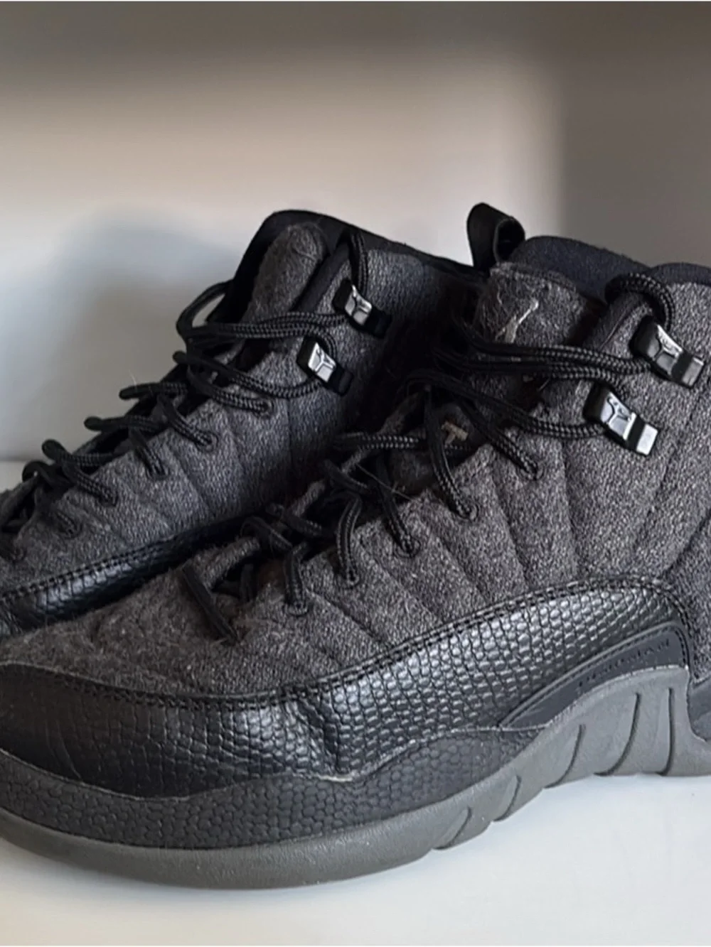 Jordan Black Wool-Textured High-Top Sneakers